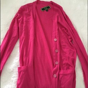 c.wonder long pink cardigan